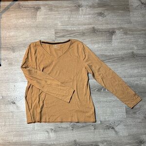 Talbots Camel Long Sleeve V-Neck Top